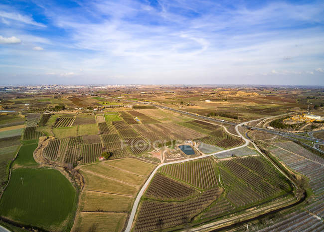 Aerial view of agricultural field of Lleida, Spain — Stock Photo