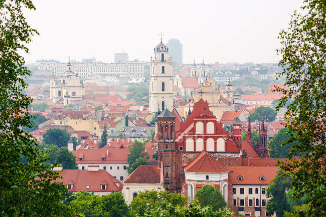 Живописный вид на горизонт города, Вильнюс, Литва — стоковое фото