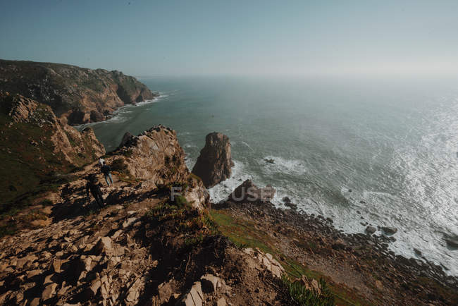 Sea cliffs along the Atlantic Ocean at Cape Roca, Portugal — Stock Photo