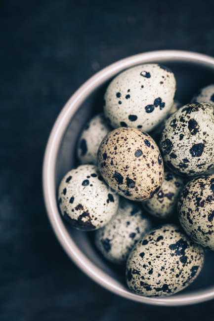 Top view of Quail eggs in a bowl — Stock Photo