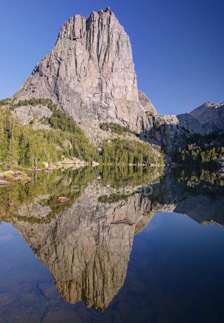 Scenic view of The Cathedral Reflection, Bridger-Teton National Forest, Wyoming, America, USA — Stock Photo