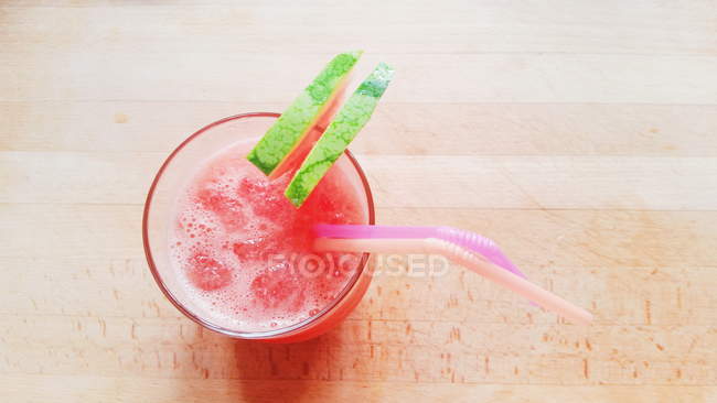 Top view of glass of watermelon juice — Stock Photo