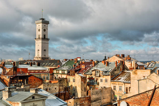 Scenic view of City skyline, Lviv, Ukraine — Stock Photo
