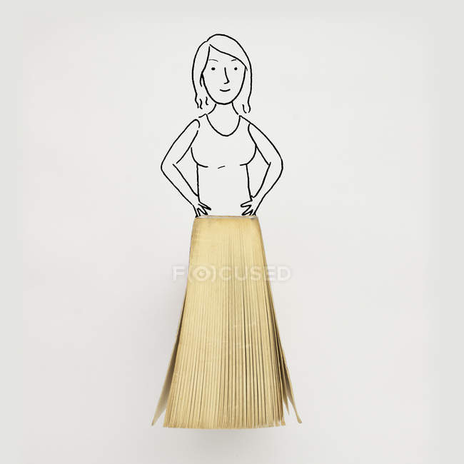 Dibujo conceptual mujer usando un vestido - foto de stock