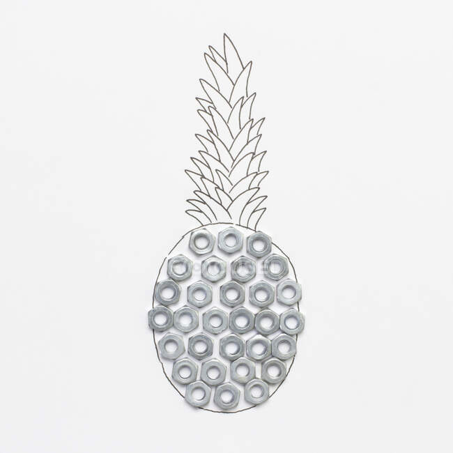 Conceptual pineapple, closeup on white — Stock Photo