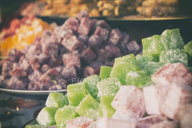 Composition of Selection Turkish delight in powder — Stock Photo