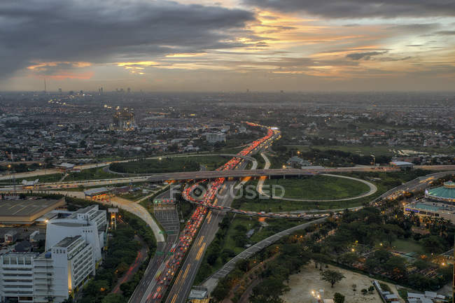 Vista aérea de la ciudad, Yakarta, Indonesia - foto de stock