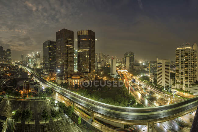 Veduta aerea del paesaggio urbano di Jakarta, indonesia — Foto stock