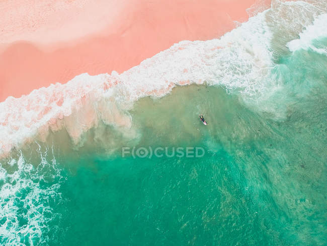 Vista aérea de un surfista, Bondi Beach, Nueva Gales del Sur, Australia - foto de stock