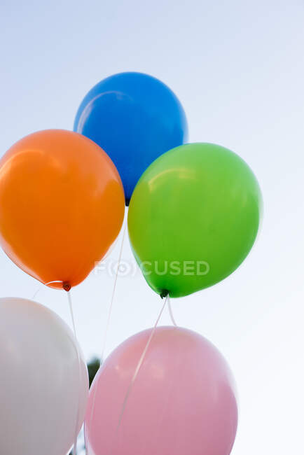 Взгляд на пучок разноцветных воздушных шаров — стоковое фото