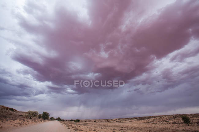Scenic view of dramatic sky over kgalagadi transfrontier park,  kalahari desert, south africa — Stock Photo