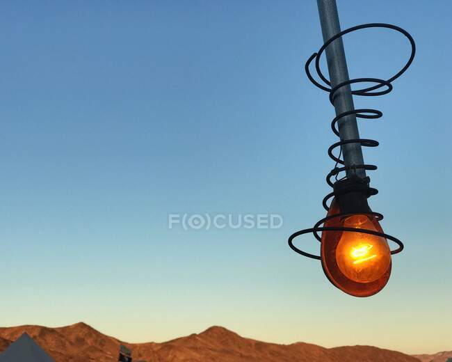 Light bulb in the desert, Joshua Tree, California, America, USA — Stock Photo