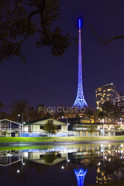 Vue panoramique de Melbourne la nuit, Australie — Photo de stock
