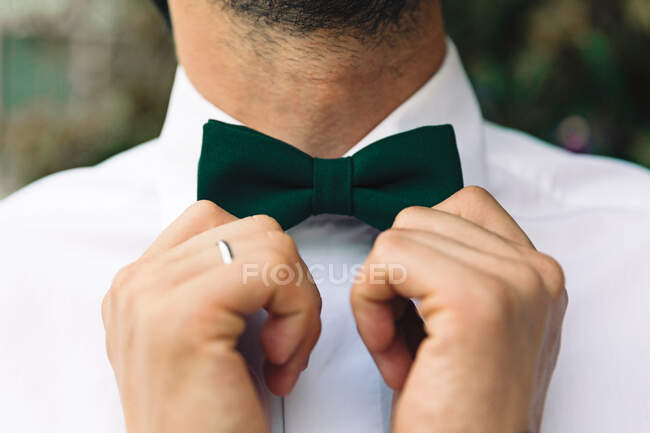 Close-up of groom's day — Stock Photo