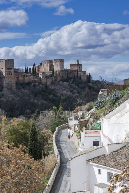Aerial view of ancient castle building — Stock Photo