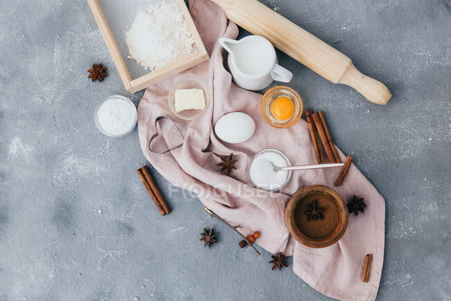 Ingredients for baking. cooking concept. top view. — Stock Photo
