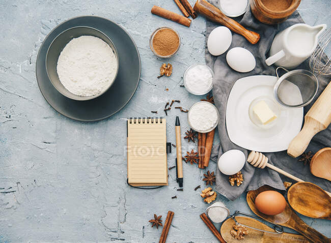 Ingredients for baking. top view. flat lay. — Stock Photo