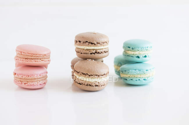 Colorful macaroons on white background — Stock Photo