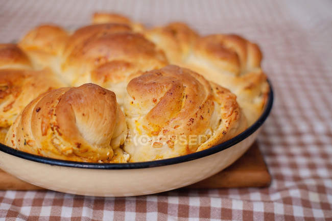 Bulgarian bread with feta cheese and herbs — Stock Photo