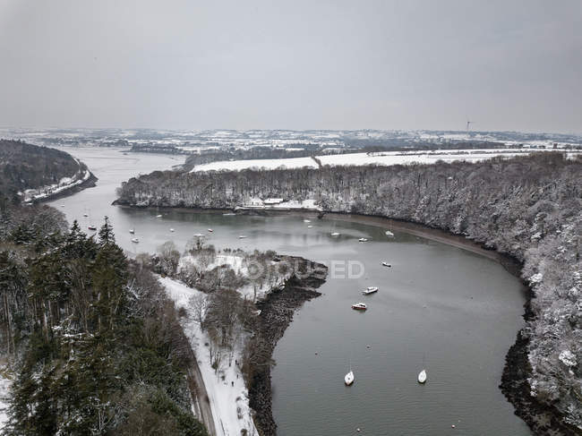 Vista aérea de uma paisagem rural de inverno, Cork, Irlanda — Fotografia de Stock