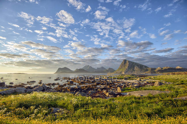 Scenic view of majestic landscape, Lofoten, Nordland, Norway — Stock Photo