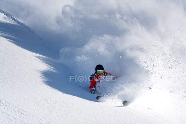 Woman Powder Skiing in the Alps, Sportgastein, Salzburg, Austria — стокове фото