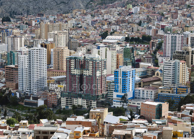Vista panorámica del paisaje urbano la paz, Bolivia - foto de stock