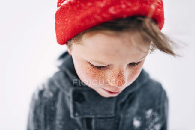 Portrait of a blonde boy with freckles — Stock Photo