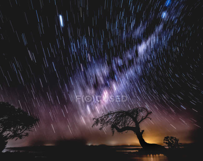 Vista panorâmica de Star trail, Island point, Mandurah, Austrália Ocidental, Austrália — Fotografia de Stock