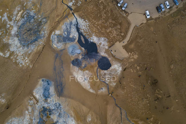 Vista aérea del área geotérmica Hoverer, noreste de Islandia - foto de stock