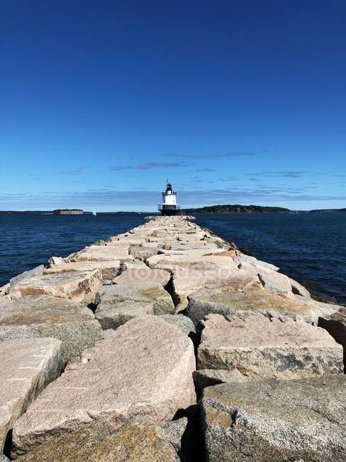 Vue panoramique du phare de Spring Point Ledge, Portland, Maine, États-Unis — Photo de stock
