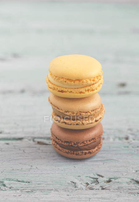 Stack of macaroons on a table, closeup view — Stock Photo