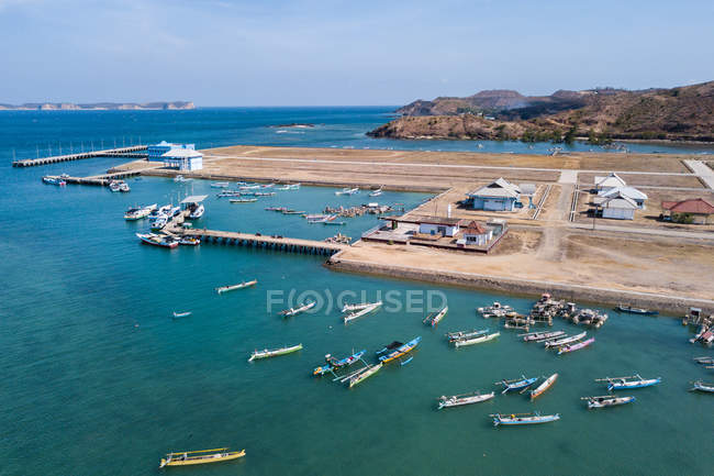 Vista aérea do porto de awang, Lombok, Indonésia — Fotografia de Stock