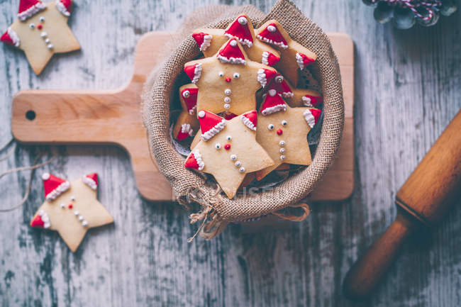 Vista aérea de las deliciosas galletas de Santa - foto de stock