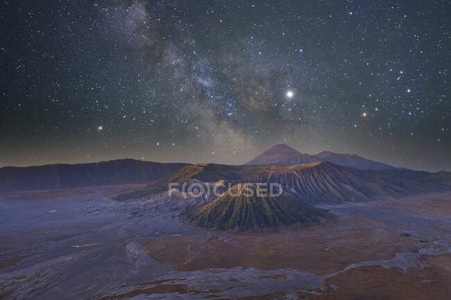 Aerial view of mountains under the milky way night sky, Thailand — Stock Photo