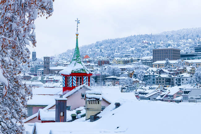 Paesaggio urbano in inverno, Zurigo, Svizzera — Foto stock