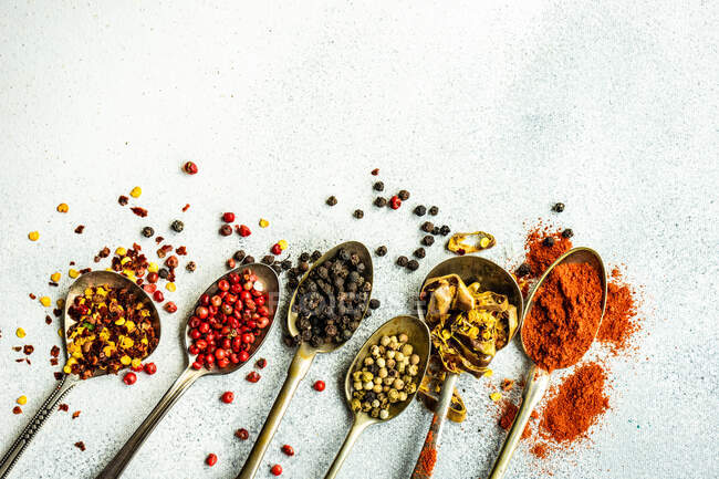 Spices and herbs on a white background — Stock Photo