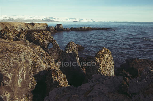 Rocky coastal landscape in winter, Iceland — Stock Photo