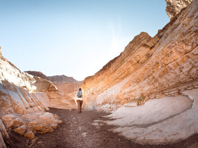 Veduta posteriore di un'escursionista donna, Death Valley National Park, California, USA — Foto stock