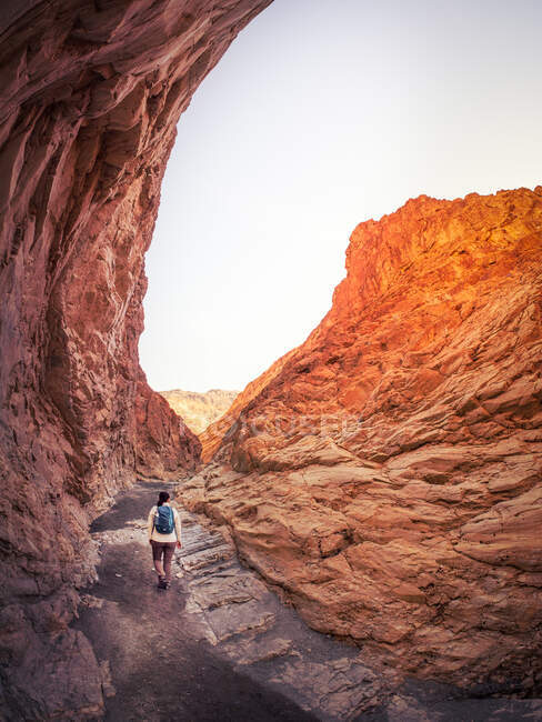 Veduta posteriore di un'escursionista donna, Death Valley National Park, California, USA — Foto stock
