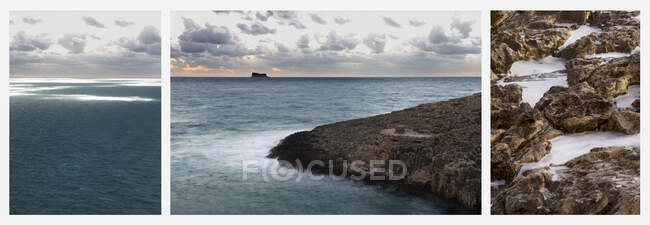 Trittico di tre paesaggi costieri, Zurrieq, Malta — Foto stock