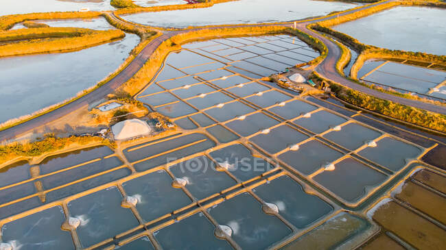 Вид з повітря на болота Guerande Salle marshes, Loire-Atlantique, France — стокове фото