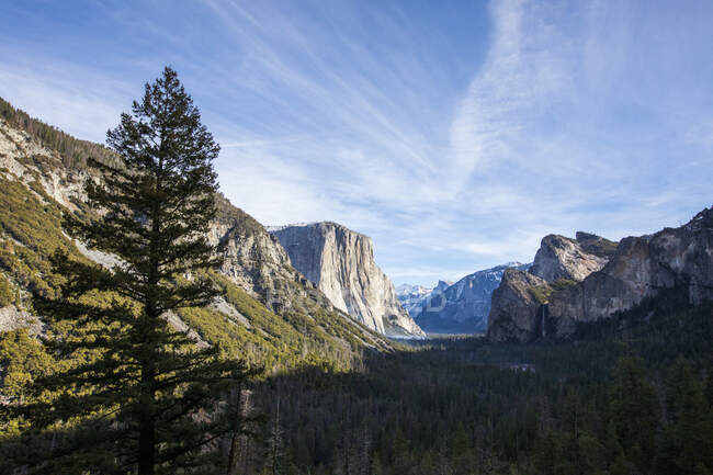 Ländliche Landschaft bei Sonnenaufgang, Yosemite-Nationalpark, Kalifornien, USA — Stockfoto