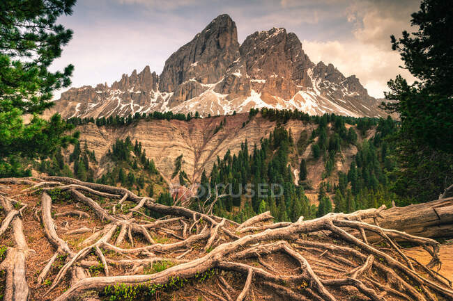 Grosser Peitler and Kleiner Peitler mountain peaks, Tyrol du Sud, Italie — Photo de stock