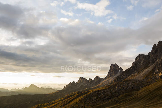Dolomite mountain landscape at sunset, Belluno, Italy — Stock Photo