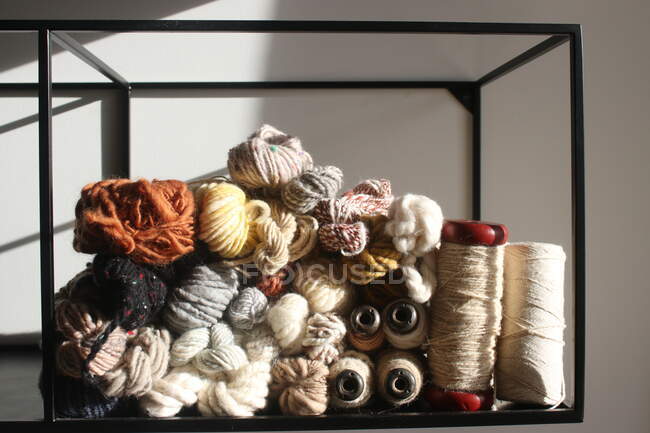 Close-up of wool on a shelf — Stock Photo