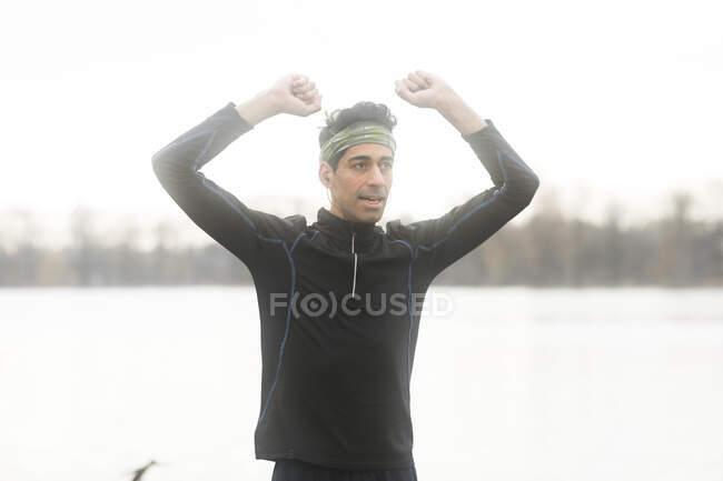 Portrait of a man exercising outdoors, Germany — Stock Photo