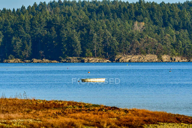 Im Meer verankertes Boot, British Columbia, Kanada — Stockfoto