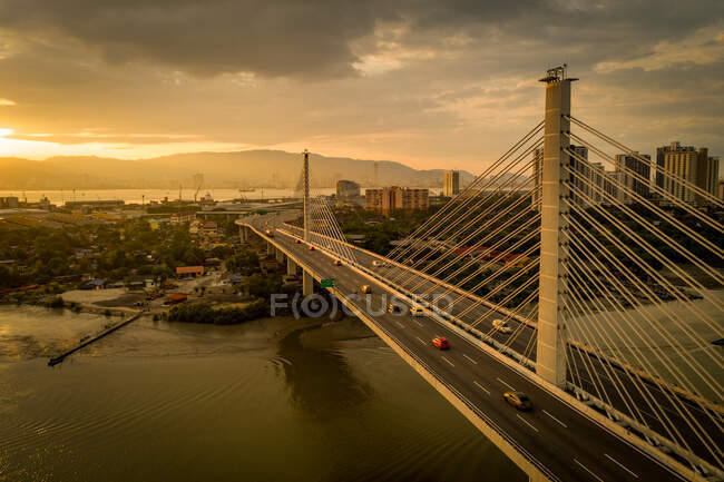 Ponte sul fiume Prai, Perai, Penang, Malesia — Foto stock