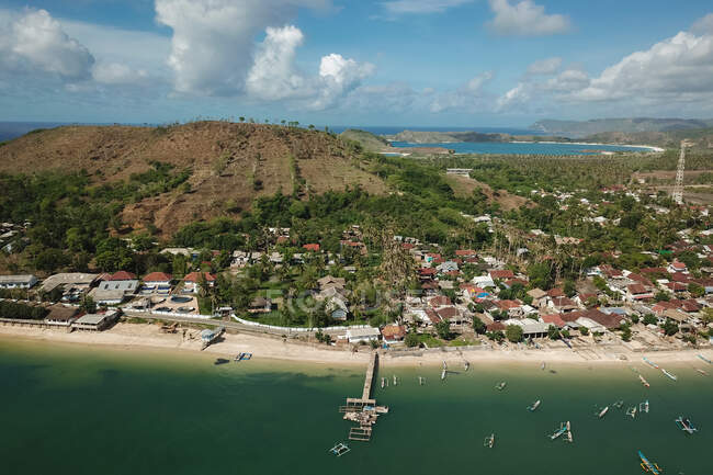 Vue aérienne de Gerupuk, Lombok, Indonésie — Photo de stock